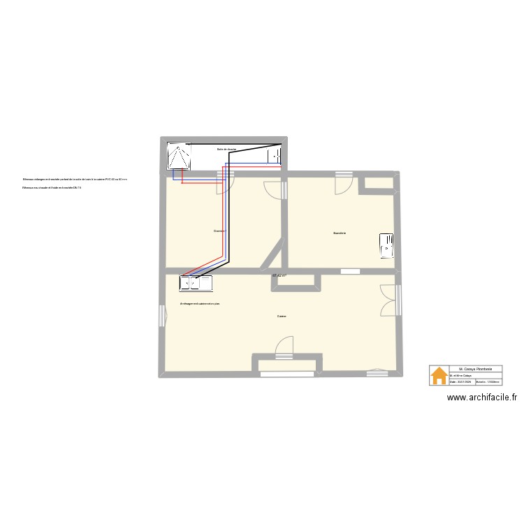 M. Catays Plomberie. Plan de 1 pièce et 87 m2