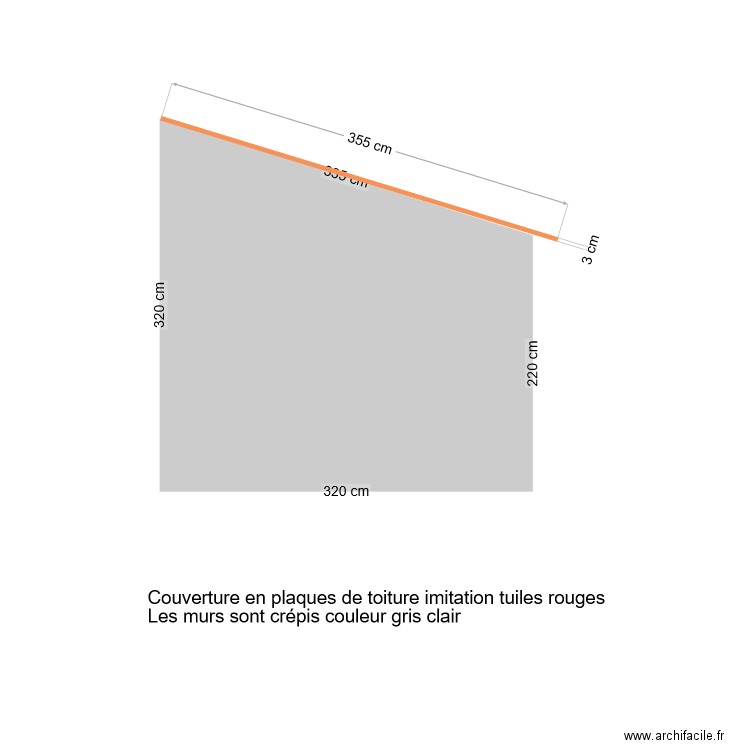 Plan de côté abri de jardin (face est). Plan de 0 pièce et 0 m2