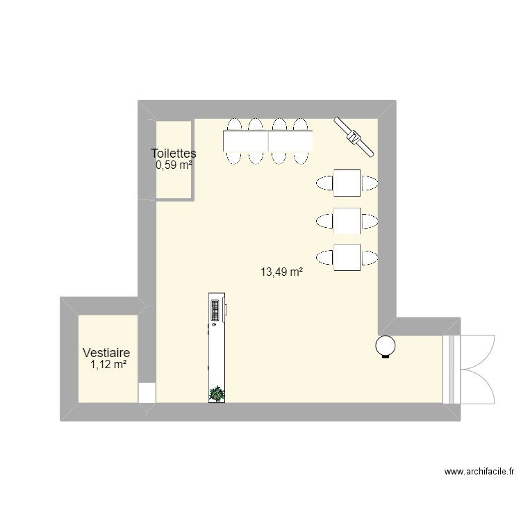 Boulangerie rr. Plan de 3 pièces et 15 m2