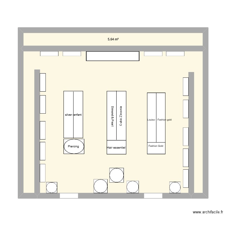 Sanîya adoc. Plan de 2 pièces et 63 m2