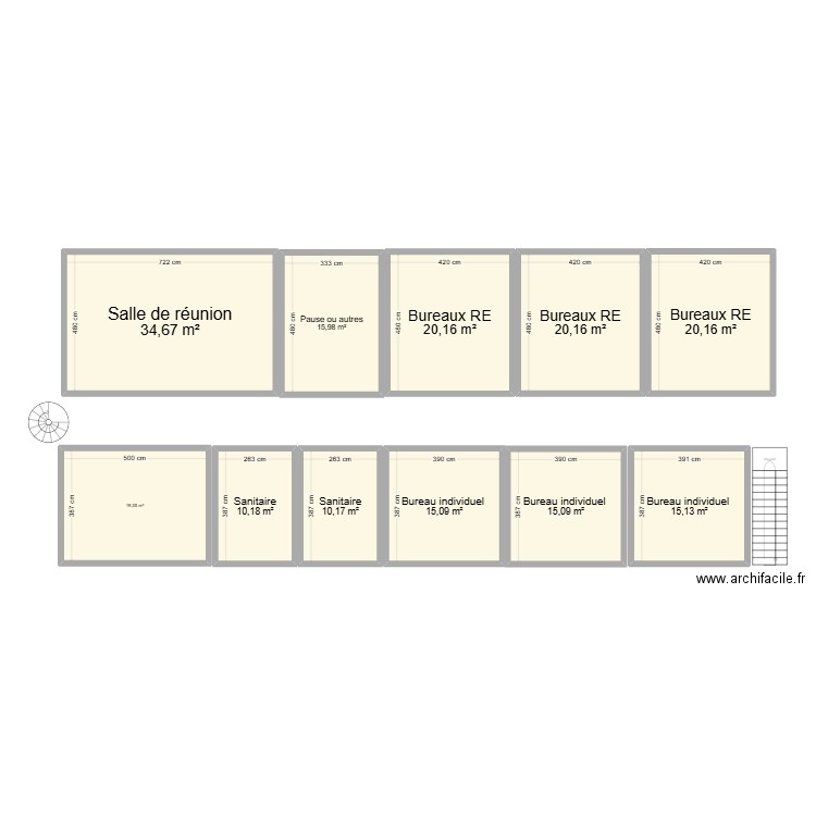 Etage. Plan de 11 pièces et 196 m2