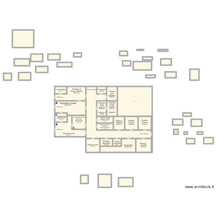 stage 1 RC. Plan de 51 pièces et 530 m2