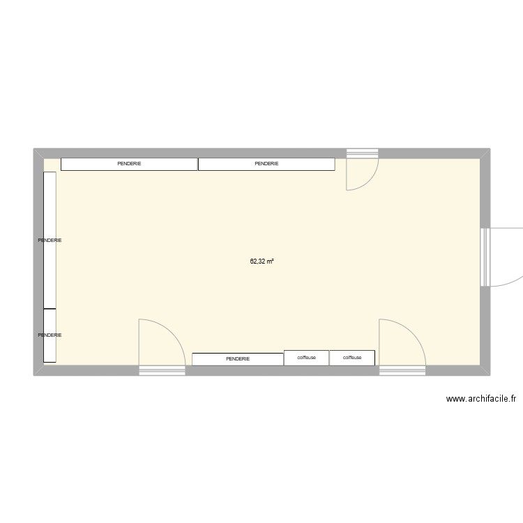 COSTUMERIE. Plan de 1 pièce et 62 m2