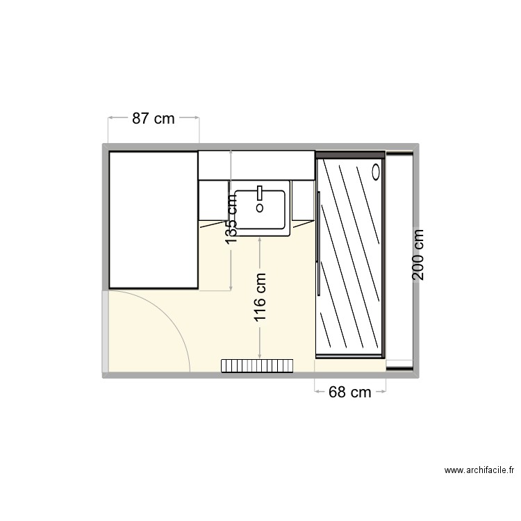 Sdb jaquot. Plan de 1 pièce et 6 m2