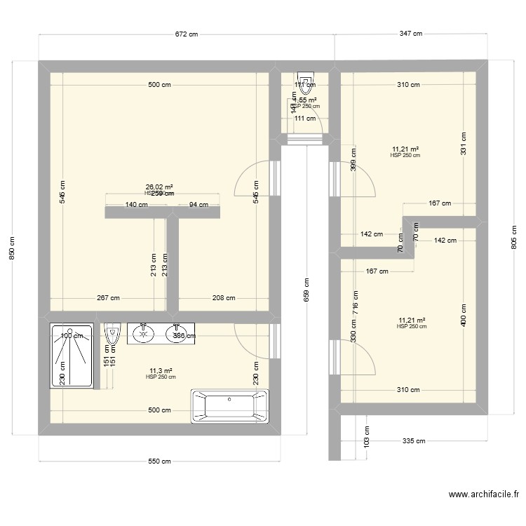 Pichou's House. Plan de 5 pièces et 61 m2