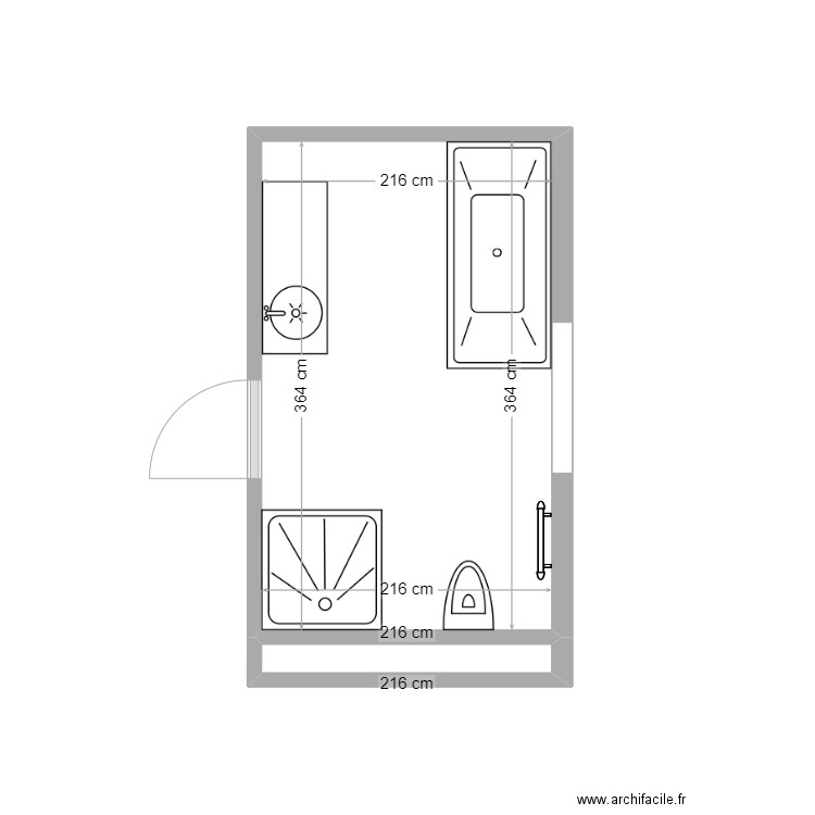 BEGONIAS 1ER SdB 3. Plan de 2 pièces et 8 m2