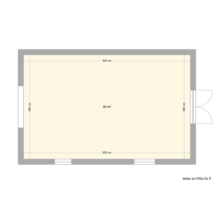 atelier. Plan de 1 pièce et 40 m2