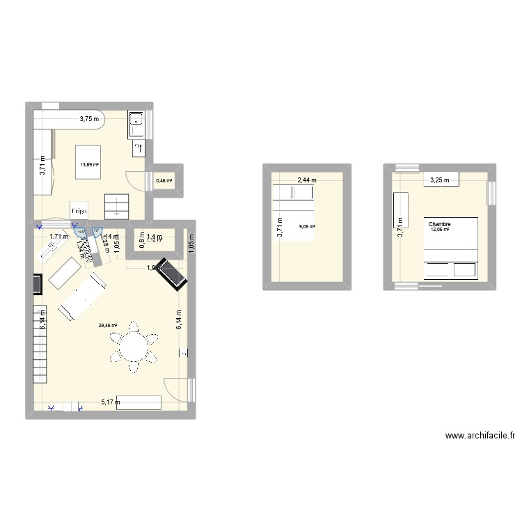 Maison Chatillon. Plan de 6 pièces et 66 m2