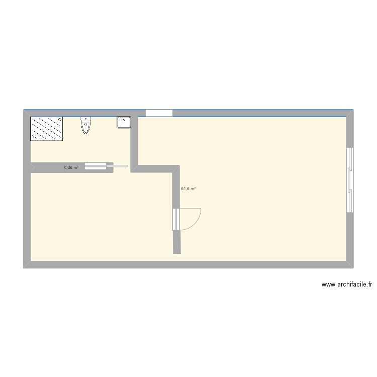 garage bureau. Plan de 2 pièces et 63 m2