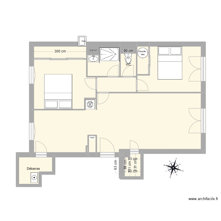 JULES Projet 2 . Plan de 15 pièces et 58 m2