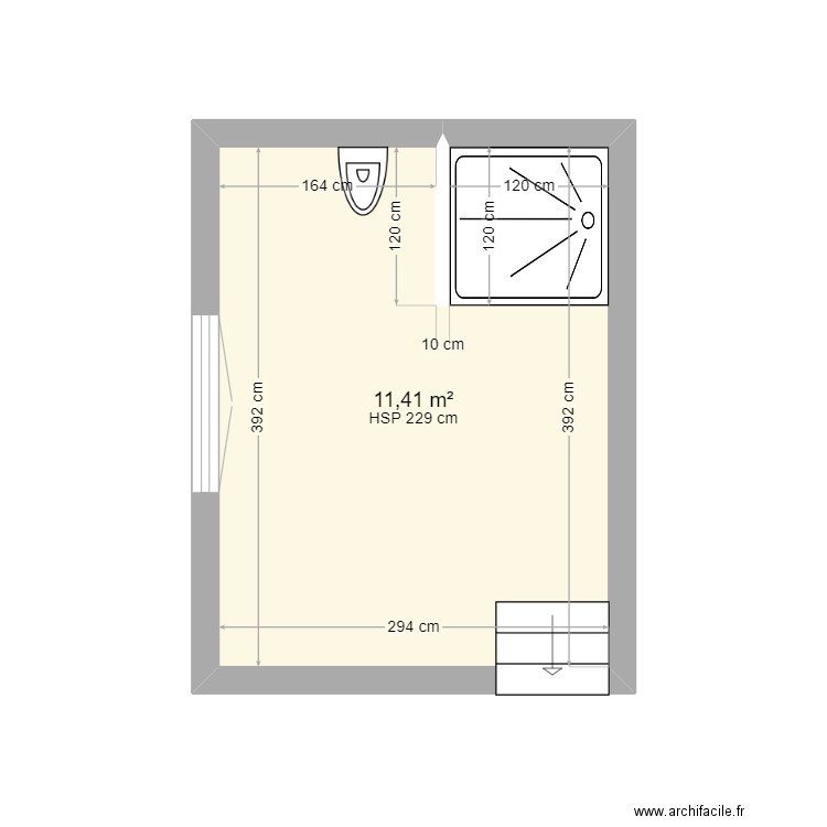 SALLLE DE BAINS - Plan 1 pièce 11 m2 dessiné par bsaletti