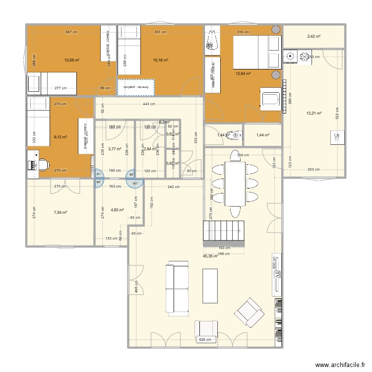 pasteur v5. Plan de 16 pièces et 133 m2