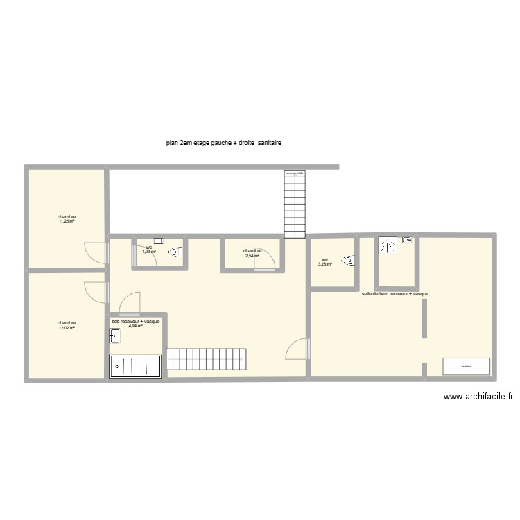 2em etage gauche + droite colmar. Plan de 9 pièces et 98 m2