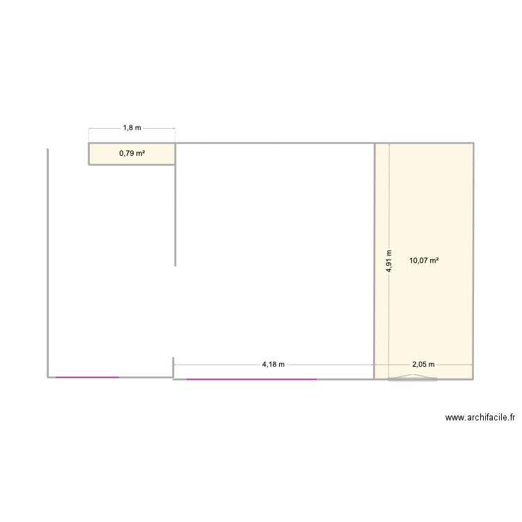 CUISINE 1. Plan de 2 pièces et 11 m2