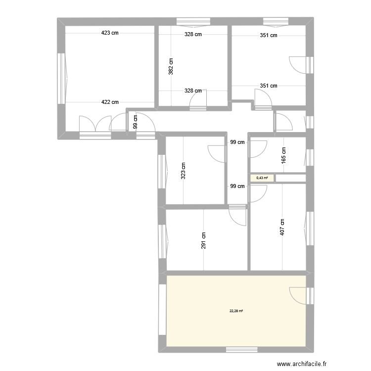 plan. Plan de 4 pièces et 45 m2