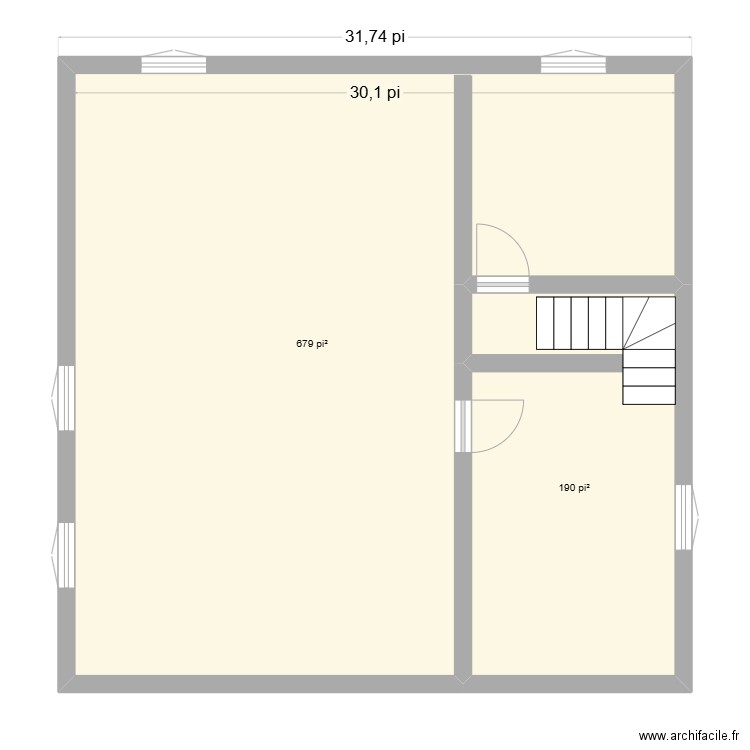 nouveau sous-sol. Plan de 2 pièces et 81 m2