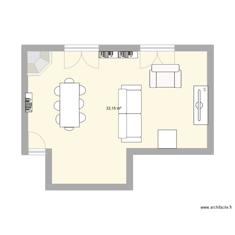 Maison. Plan de 1 pièce et 33 m2