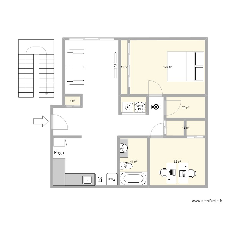 Appartement. Plan de 8 pièces et 30 m2