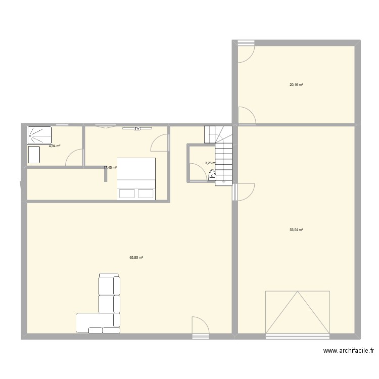 futur maison etage. Plan de 6 pièces et 165 m2