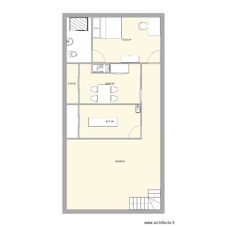 Projet UE32 - Étage. Plan de 5 pièces et 68 m2