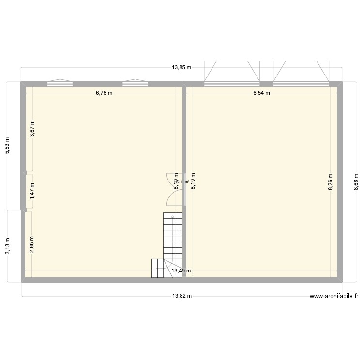 sous sol maconnerie. Plan de 1 pièce et 110 m2