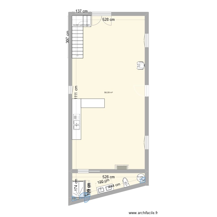 proget vourey. Plan de 3 pièces et 66 m2