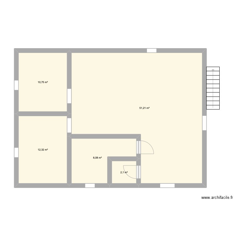 option 1. Plan de 5 pièces et 84 m2