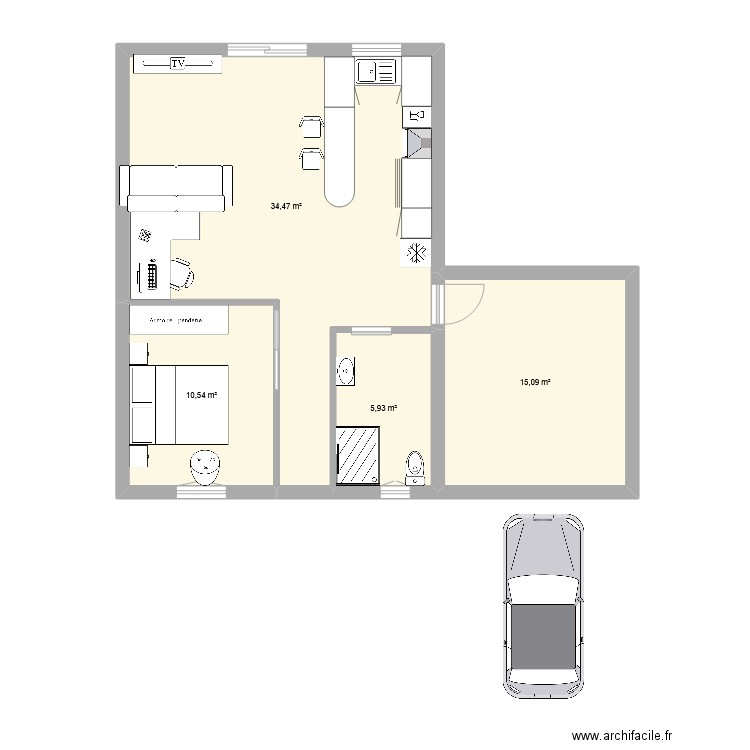 Maison Mignaloux. Plan de 4 pièces et 66 m2