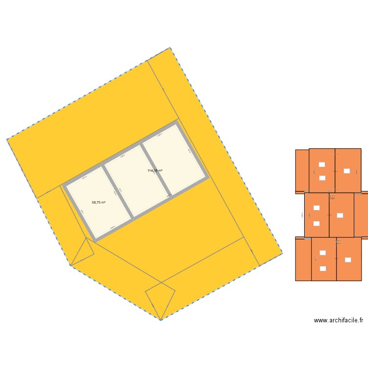 BURES. Plan de 32 pièces et 526 m2