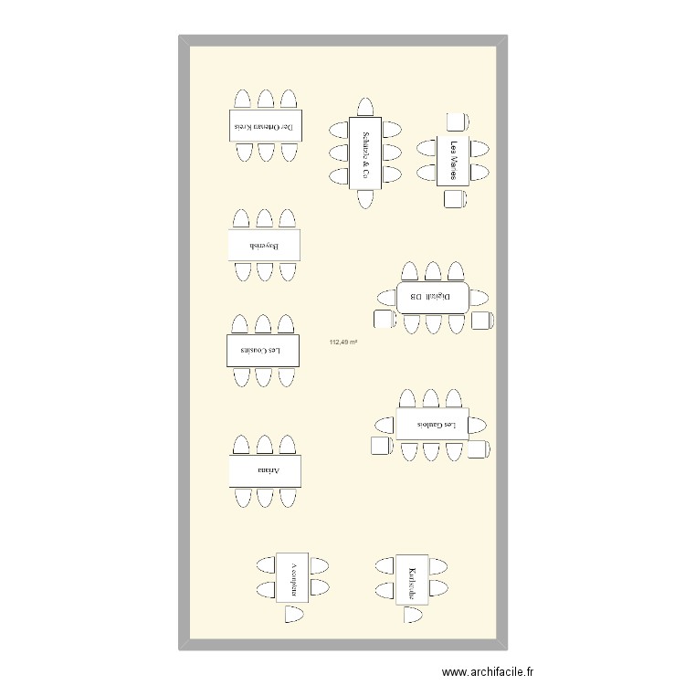 mariage. Plan de 1 pièce et 112 m2