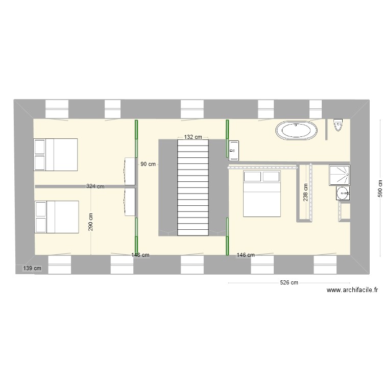 1er étage 021224. Plan de 2 pièces et 81 m2