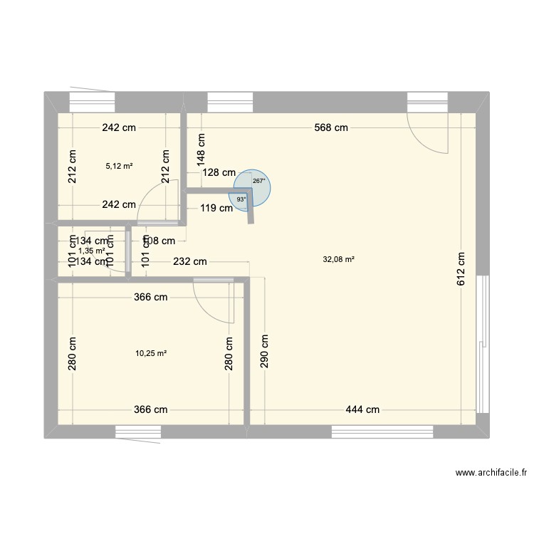 Hachimette. Plan de 4 pièces et 49 m2