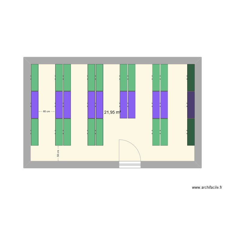 salle archives. Plan de 1 pièce et 22 m2