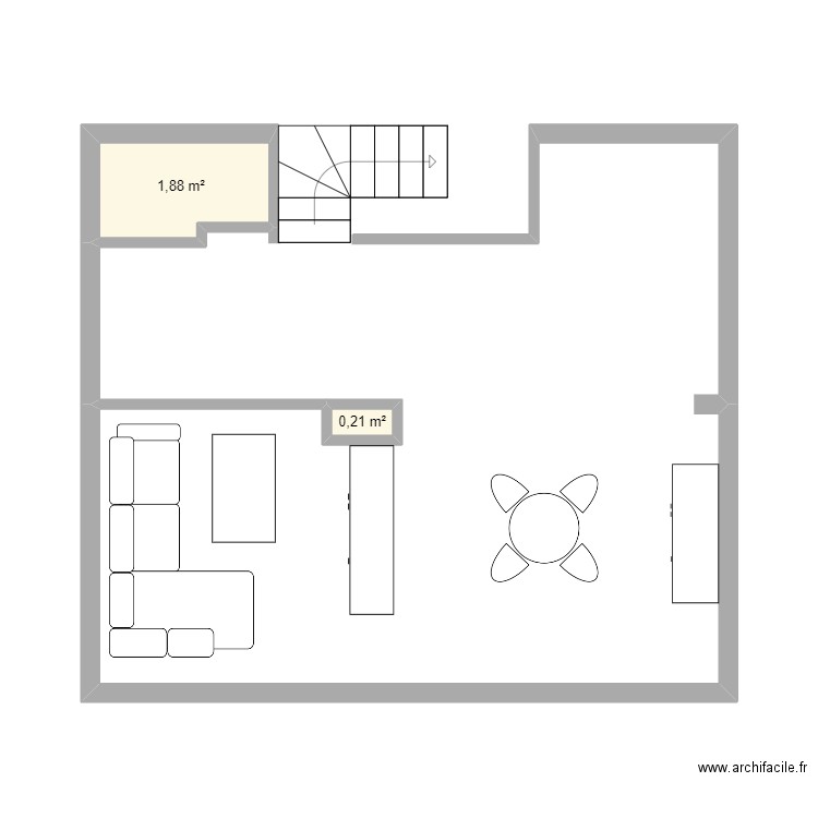 plan 02. Plan de 2 pièces et 2 m2