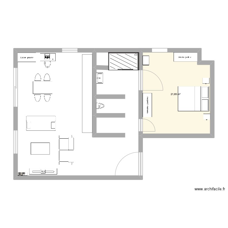 AIX. Plan de 1 pièce et 22 m2