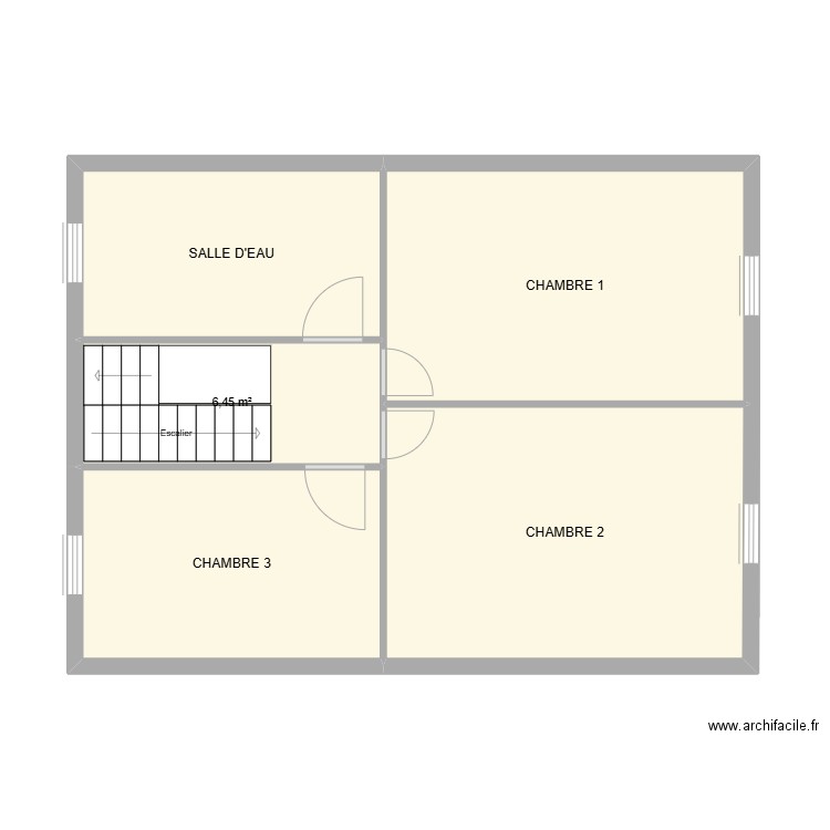 PLAN ETAGE. Plan de 5 pièces et 56 m2