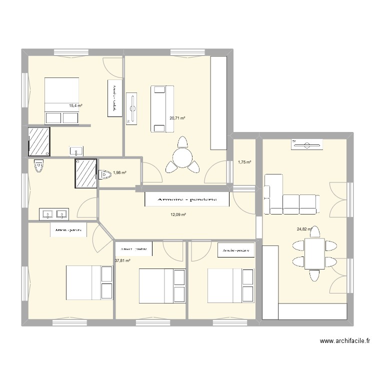 simon. Plan de 7 pièces et 115 m2