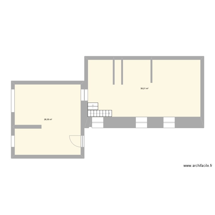 Maison. Plan de 2 pièces et 68 m2