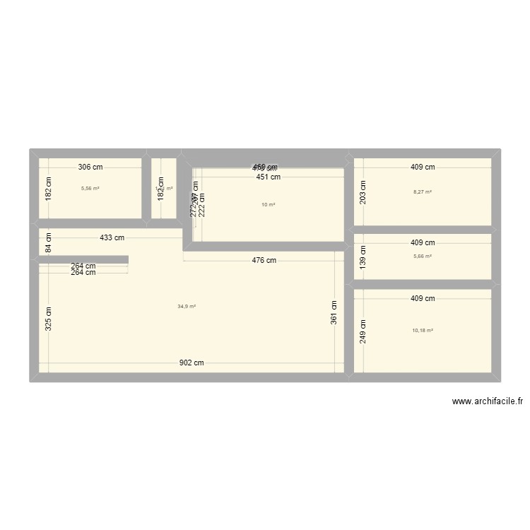 plan 1. Plan de 7 pièces et 76 m2