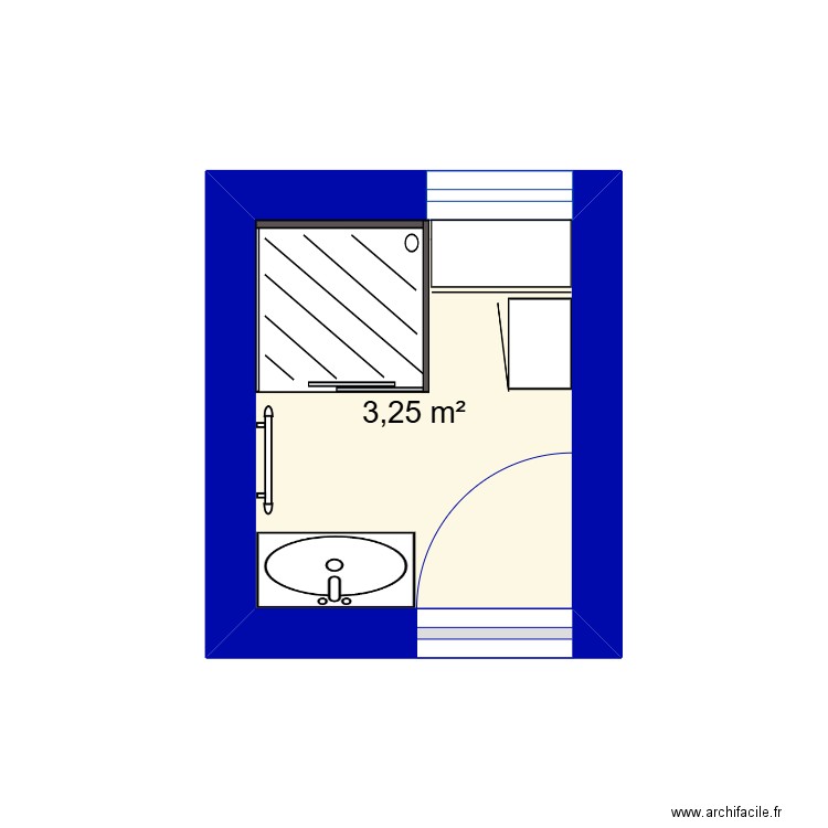 salle de bain. Plan de 1 pièce et 3 m2