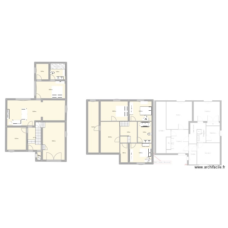 2ieme solutions extention. Plan de 16 pièces et 196 m2