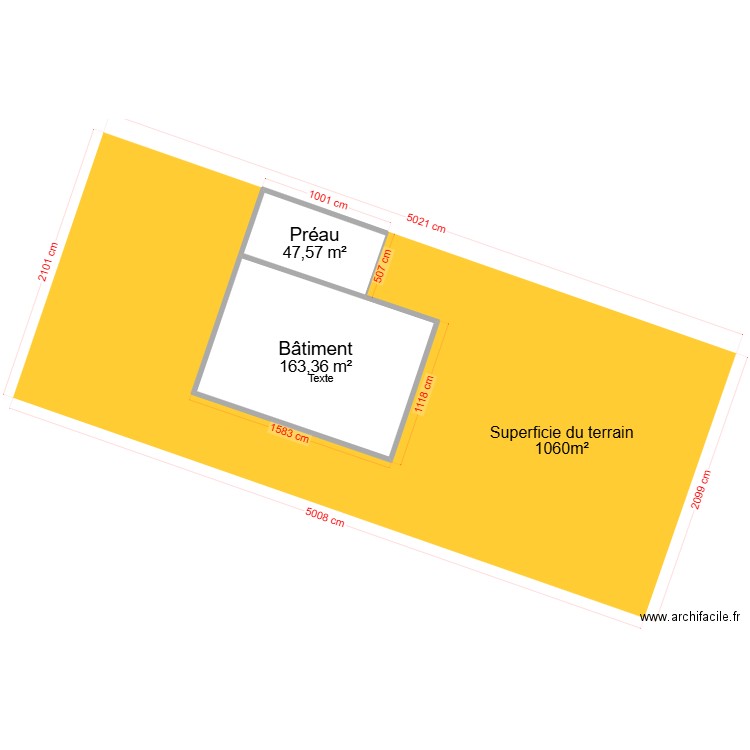 Cadastre Bâtiment. Plan de 2 pièces et 211 m2