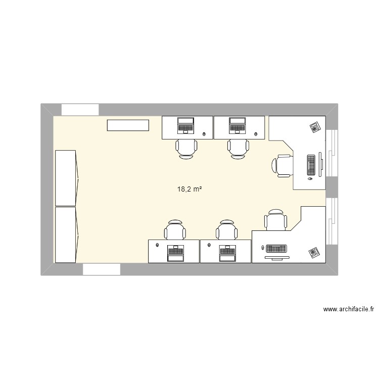 salle sans serveur. Plan de 1 pièce et 18 m2