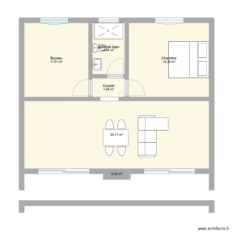 FINAL CASA V3 956. Plan de 6 pièces et 62 m2