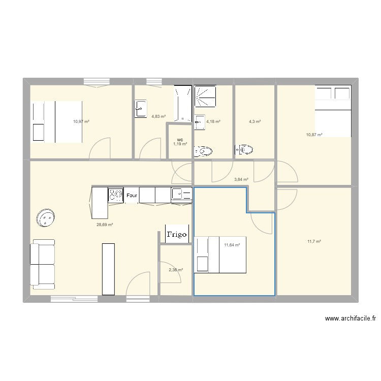 maison babeau seguin. Plan de 10 pièces et 95 m2