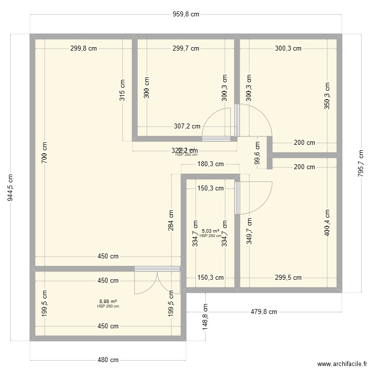 VILLA GUERET HERITIER. Plan de 3 pièces et 74 m2