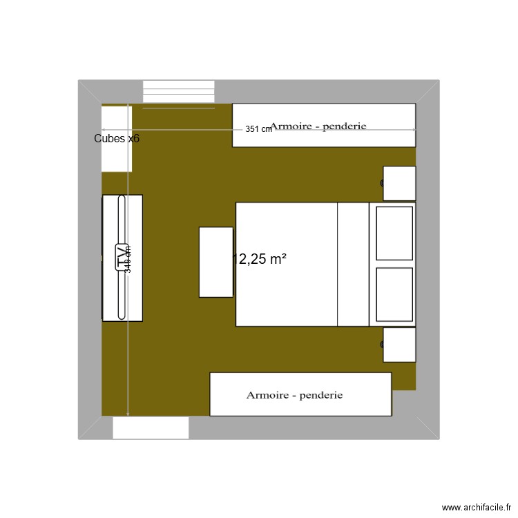 chambre Laure. Plan de 1 pièce et 12 m2