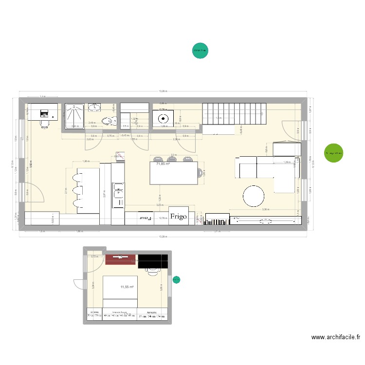 Maison RDC_AVEC EXTENSION_V2. Plan de 2 pièces et 83 m2