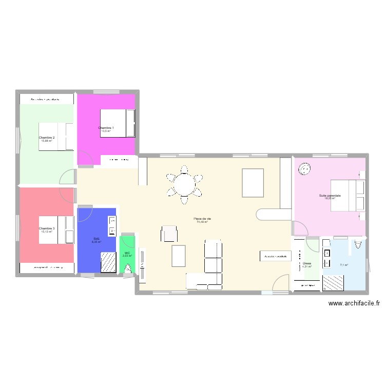 plan maison. Plan de 9 pièces et 159 m2