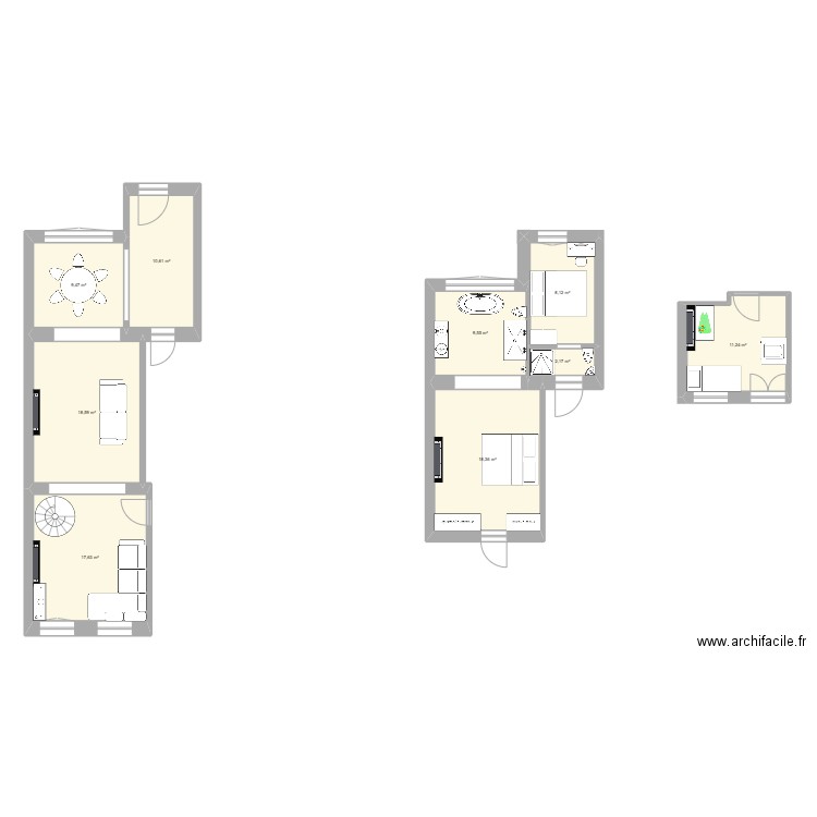 Projet Simonis. Plan de 9 pièces et 106 m2